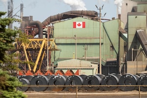 Rolled coils of steel sit in the yard at the ArcelorMittal Dofasco steel plant in Hamilton, Ont., on Thursday.
